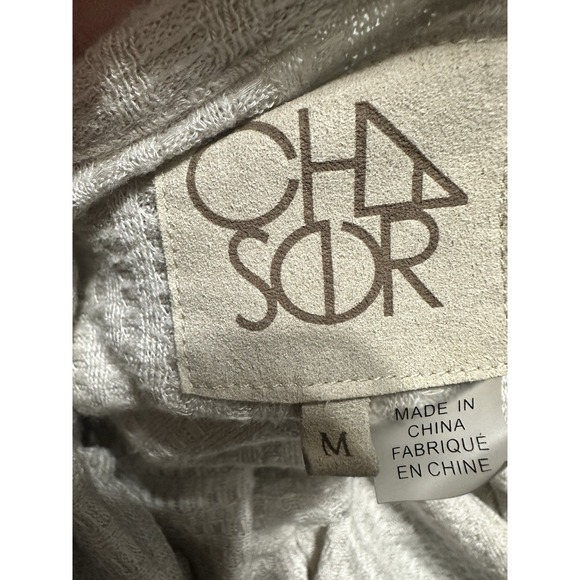 Chaser Revolve Waffle Knit Thermal Scoop Neck Top with Snap Cuffs Oatmeal Size M - Picture 6 of 7